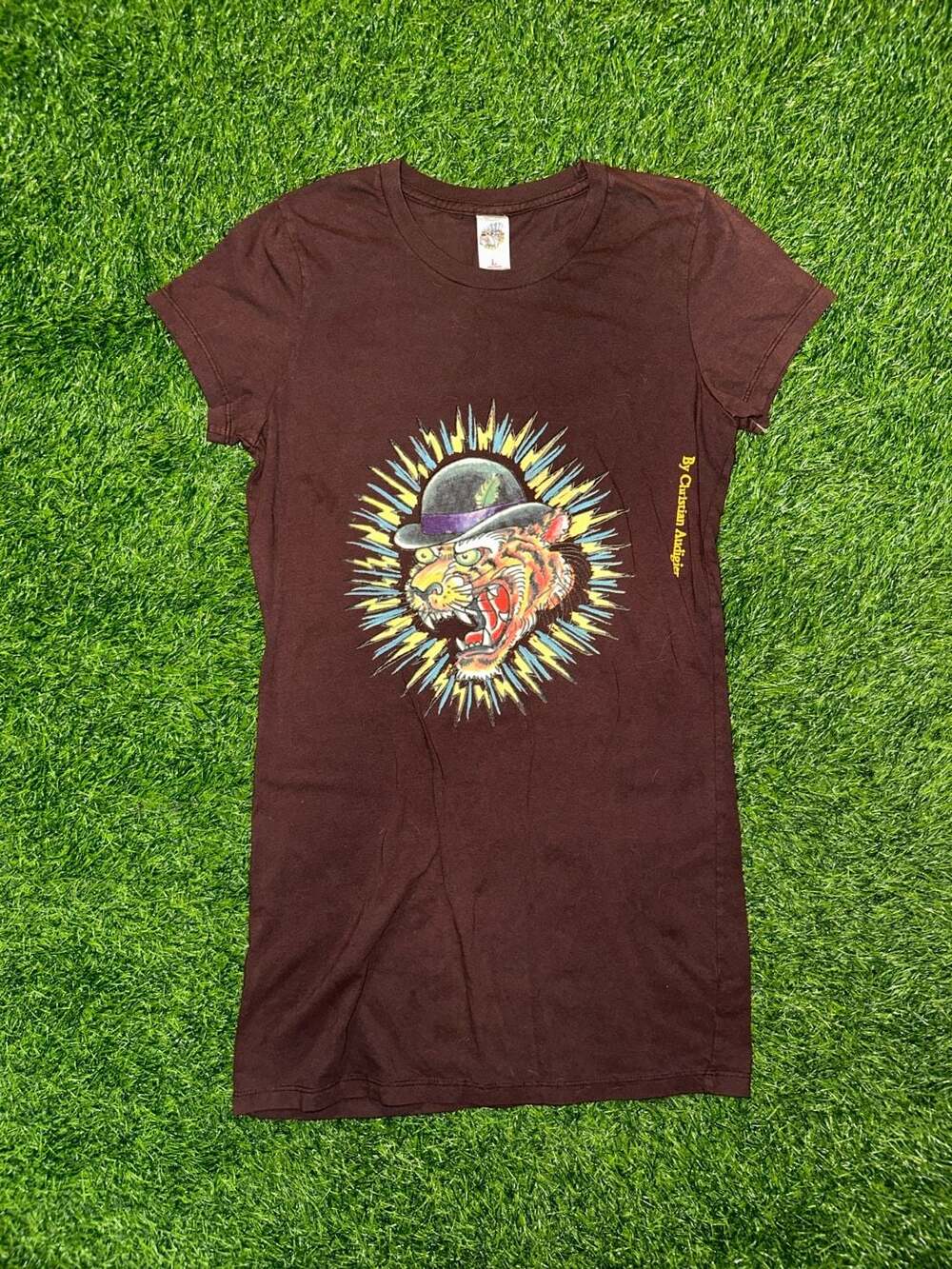 Ed Hardy Tiger T-Shirt Size L Brown By Christian Audigier womens